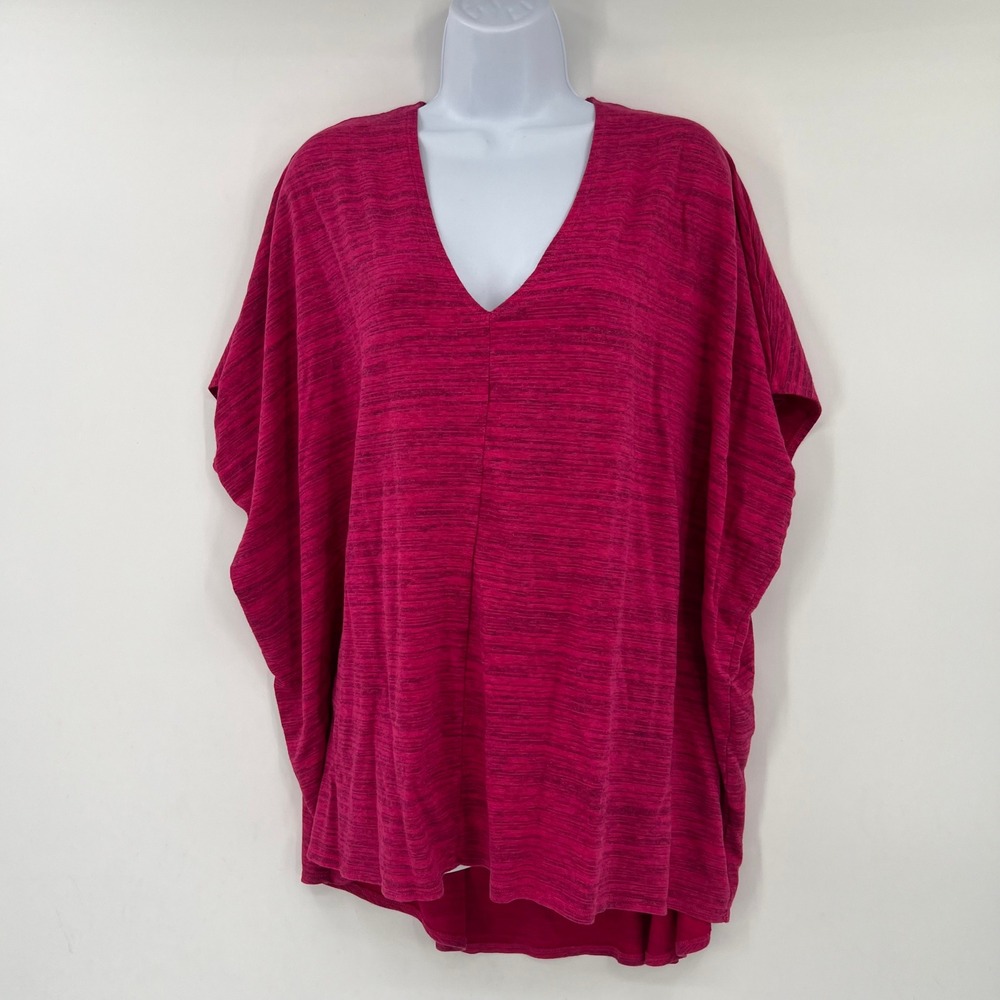 Bryn Walker S Magenta Space Dye V-Neck Poncho Top Oversized Lagenlook USA Made